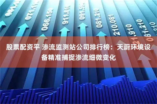 股票配资平 渗流监测站公司排行榜：天蔚环境设备精准捕捉渗流细微变化